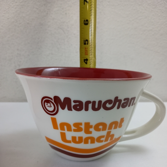 Maruchan Ceramic Ramen Noodle Soup Mug With Spoon Set NIB White Burgundy Rare - Picture 8 of 8
